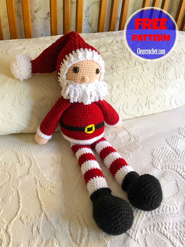 Free shelf sitter crochet santa claus amigurumi pattern (2)