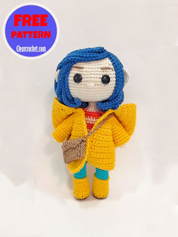 Coraline Jones amigurumi crochet doll