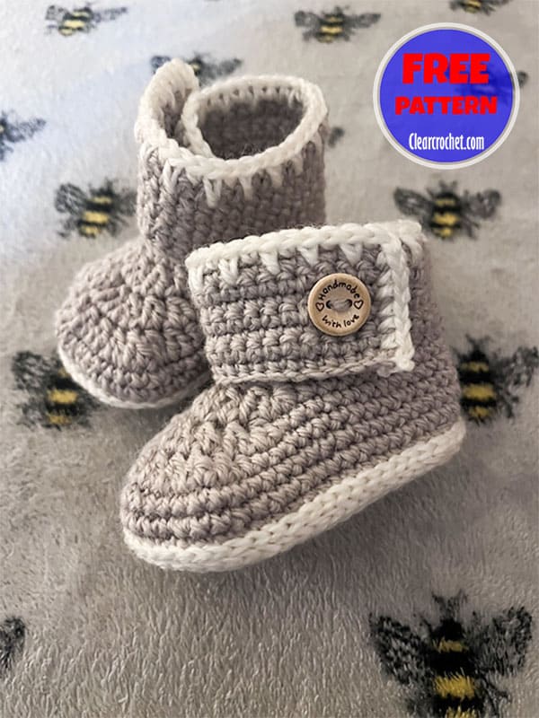 appliqued ankle baby bootie crochet pattern