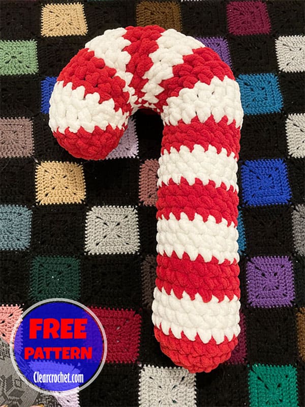 candy cane crochet christmas pillow