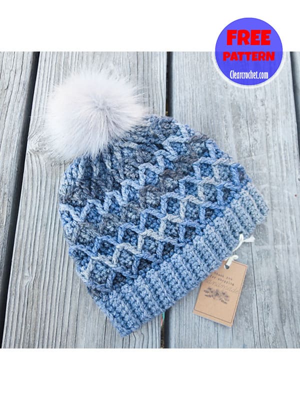 diamond stitch crochet beanie hat