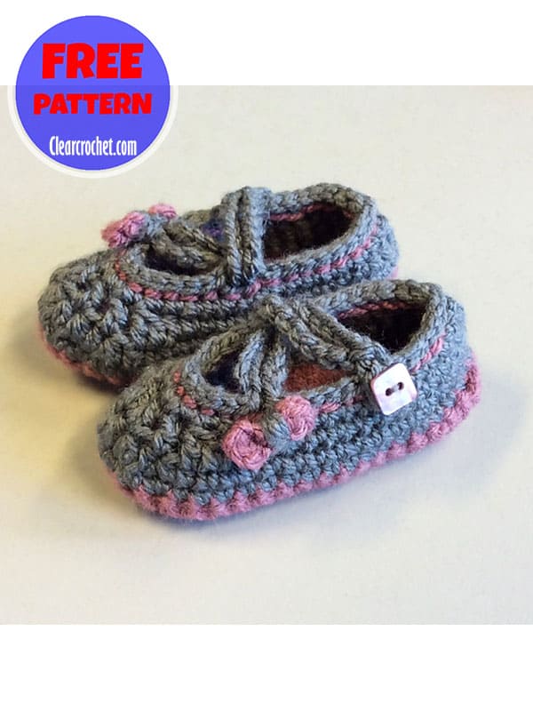 double strap mary jane baby booties crochet pattern