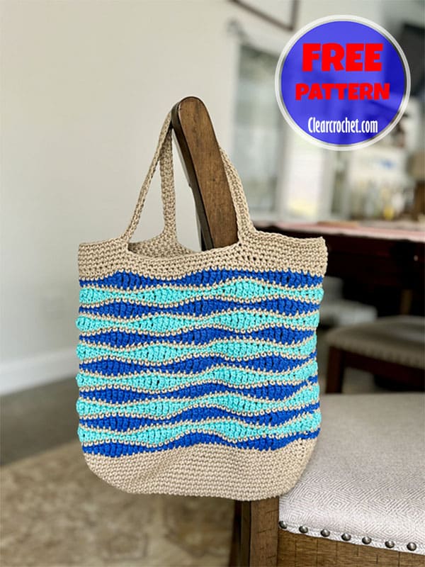 fun wave crochet beach bag