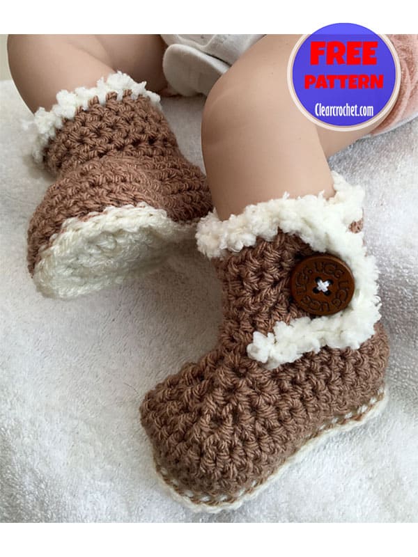 fur the free crochet baby booties pattern 0-3 months