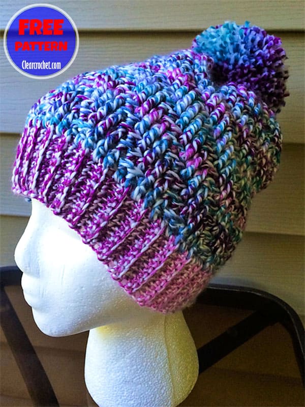 ribbed textured beanie hat crochet pattern