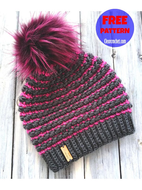 star cluster stitch crochet beanie hat pattern