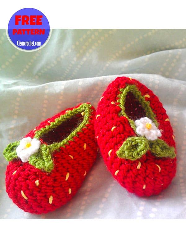 strawberry baby bootie crochet pattern