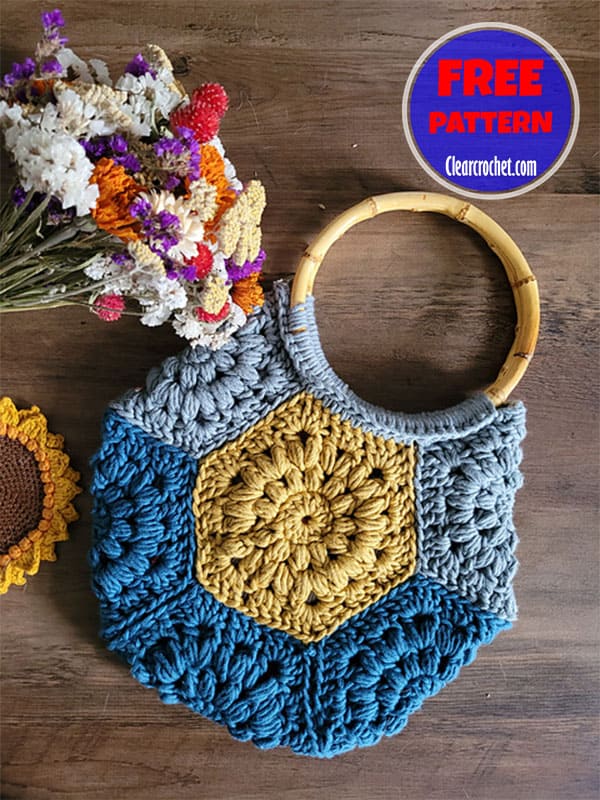 crochet granny square hexagon bag pattern