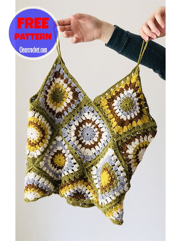 flower granny square crochet summer top