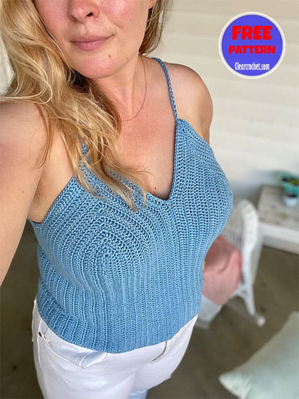 v-neck ribbed crochet summer tank top