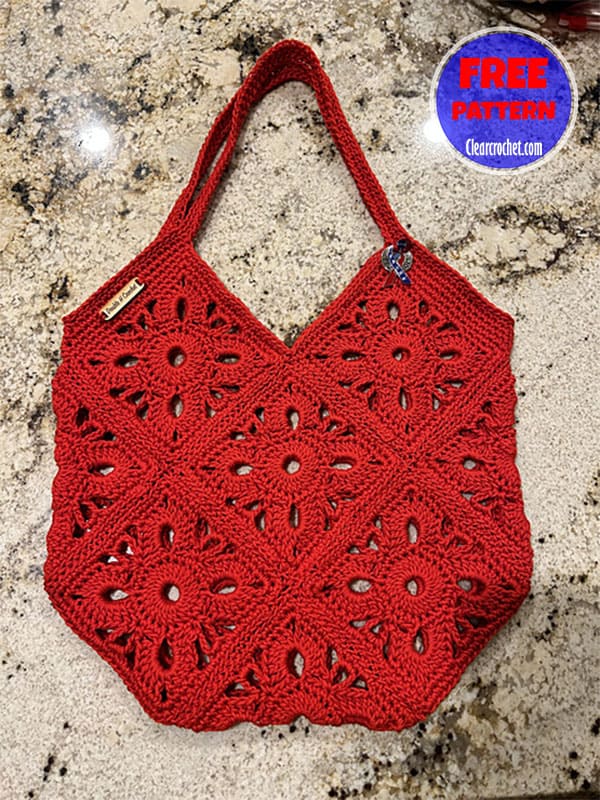 spring and summer crochet granny square tote bag