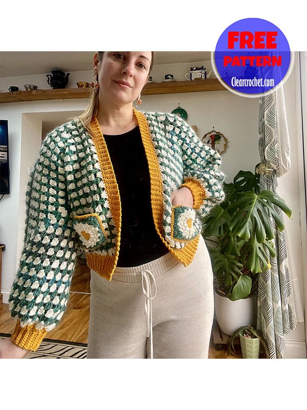 Daisy crochet hexagon cardigan free pattern video tutorial (2)