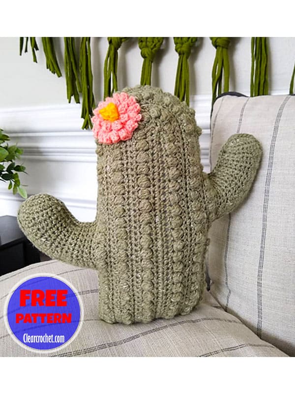 Free cactus crochet pillow design​ pattern (2)