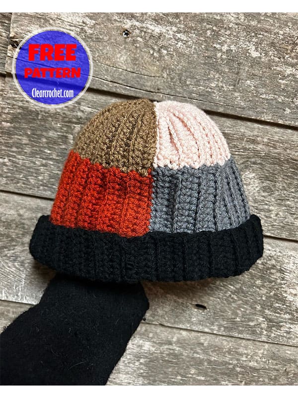 Free patchwork crochet beanie pattern (2)