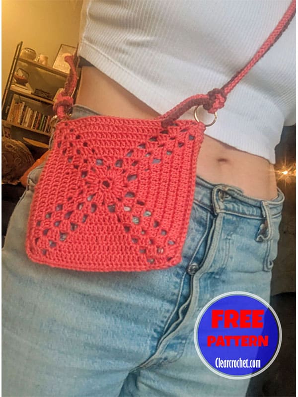 Mini crochet granny square shoulder bag free pattern (2)