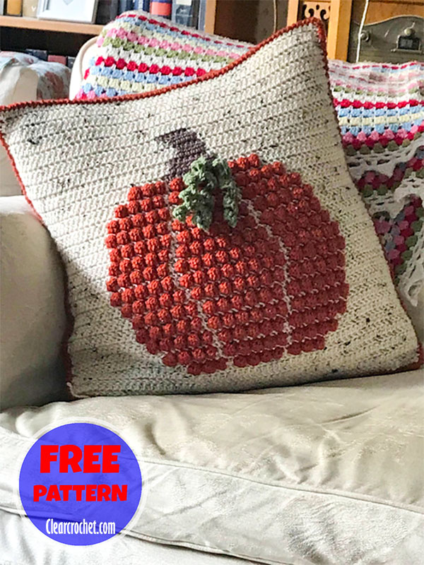 crochet pumpkin pillow